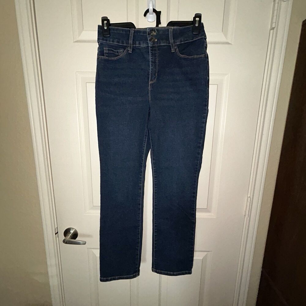 Anne Klein High Rise Wide Crop Jeans Women’s Size 8 Dark Wash
